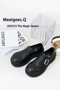 F.F胶粘秋季皮带扣时尚休闲鞋学院风防滑圆头英伦风50254