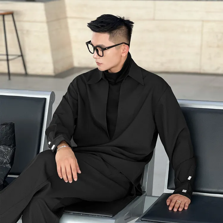 NO22WEAR【总裁私定款】免熨烫设计款假两件衬衫男士秋季高级感长袖