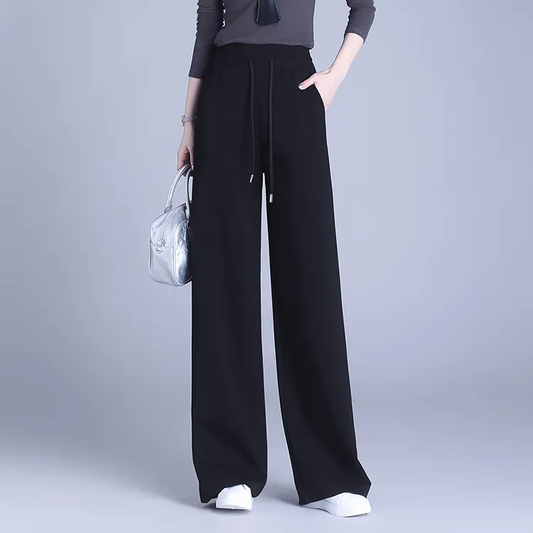 哥弟阿玛施正阔腿裤女夏季莫代尔棉薄款高腰垂感休闲直筒窄版裤子