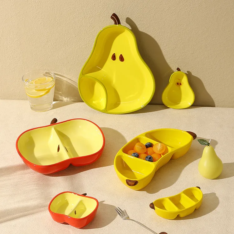 陶瓷可爱调味料碟火锅用蘸料碟干料碟家用造型水果盘餐盘分格盘子