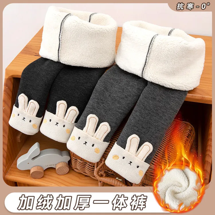 特厚加绒打底裤秋冬季新款宝宝外穿洋气一体绒长裤加厚保暖裤gc