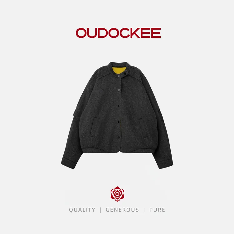 OUDOCKEE 鸥鸥 【鸭梨】韩系简约圆领百搭立领外套 JACE824T