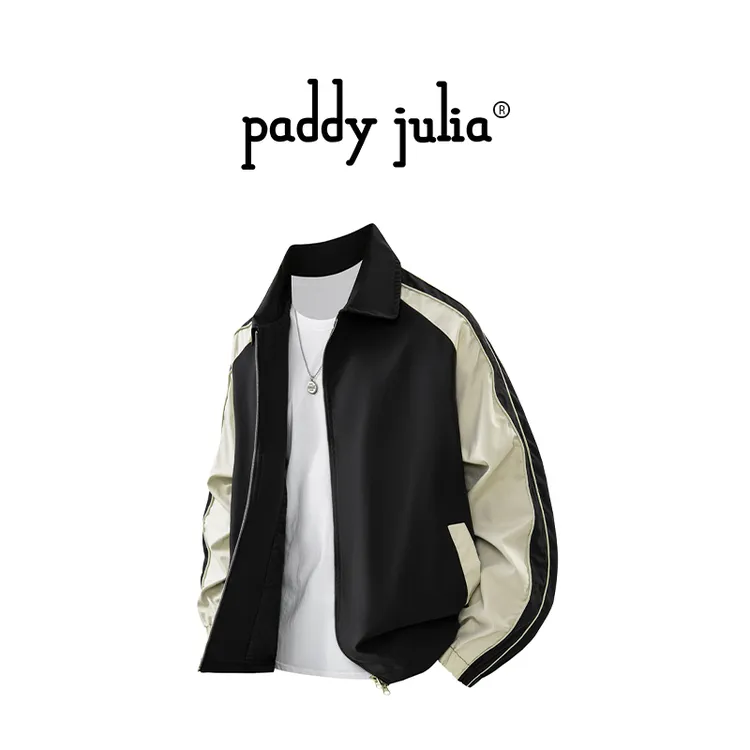  Paddy julia美式高级感长袖夹克男士秋冬季翻领休闲拼接潮流外套