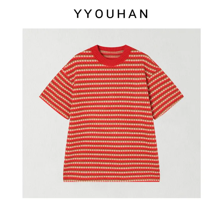 月月 2025冬季新款小众设计极简显瘦百搭撞色针织T恤 2512C8821