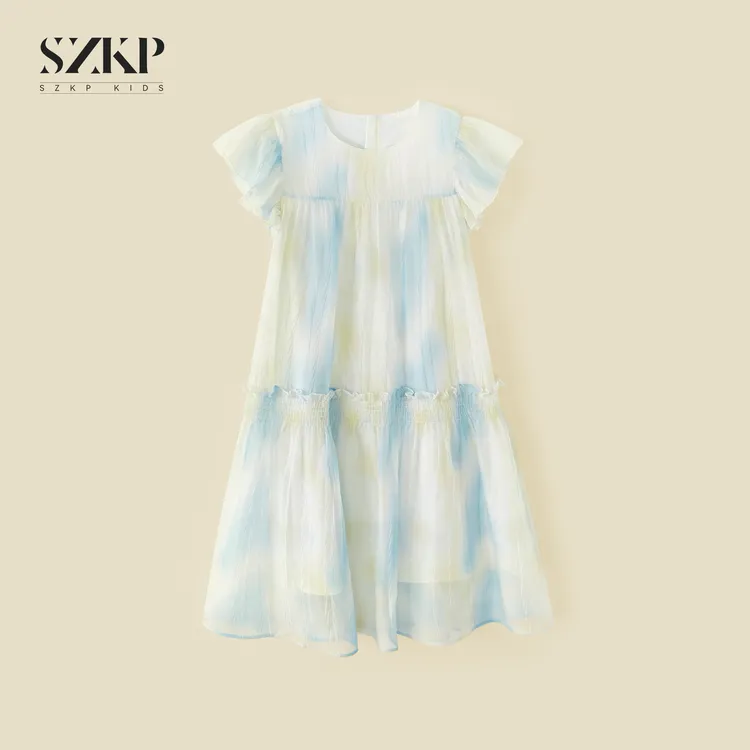 SZKP夏季新款透气女童纱裙中大童时尚洋气儿童连衣裙YNQX552125
