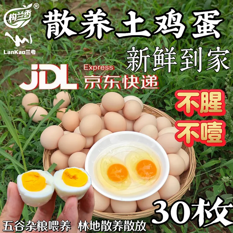 30枚散养土鸡蛋农家散养柴鸡蛋新鲜营养无抗鸡蛋笨鸡蛋碱地虫叶蛋