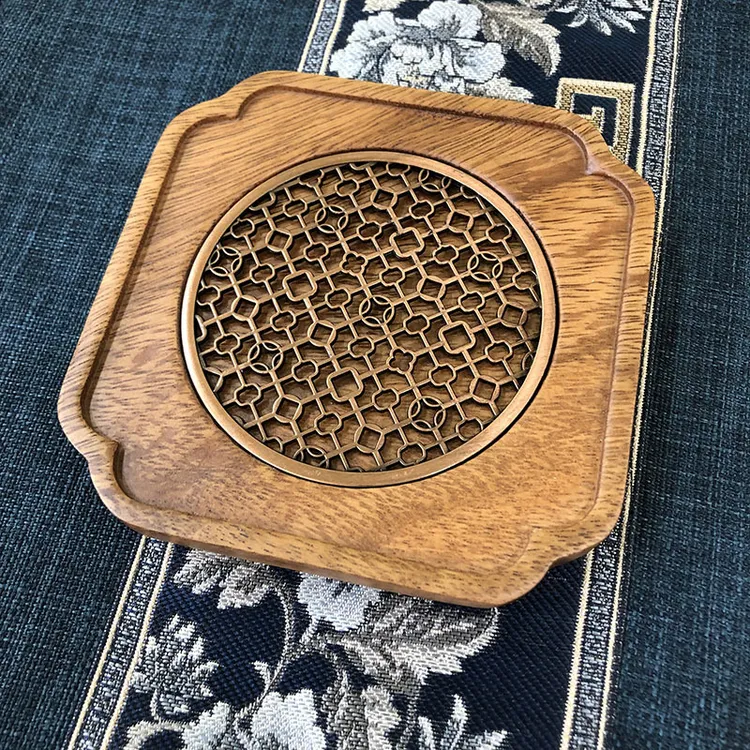 胡桃木干泡台壶托壶承实木茶盘储水式养壶垫小型储水杯垫隔热垫