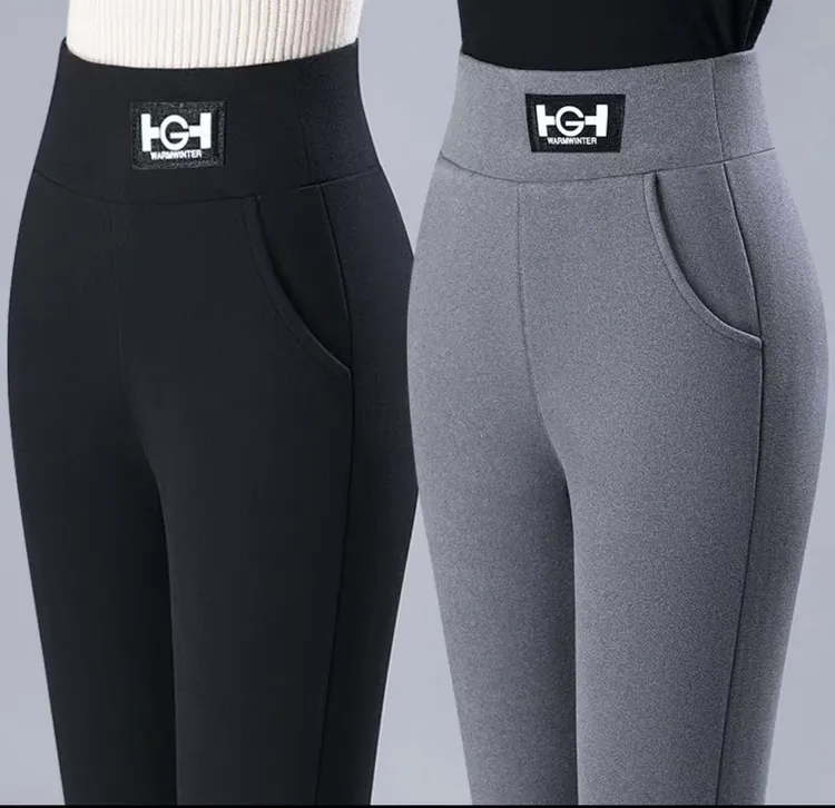 德绒冬季加绒加厚打底裤女外穿女士紧身裤弹力裤高腰显瘦保暖裤