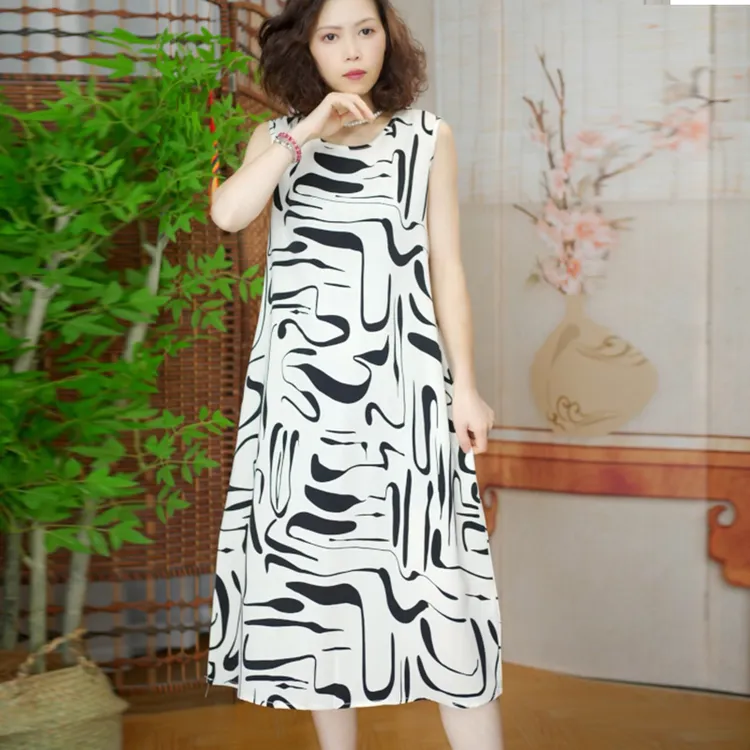 77 优雅夏委无袖 背心裙连衣裙