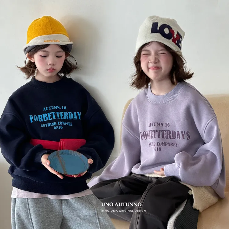 「UNO AUTUNNO」【双子座】暖冬绒女中大童冬季印花加绒卫衣GD2206