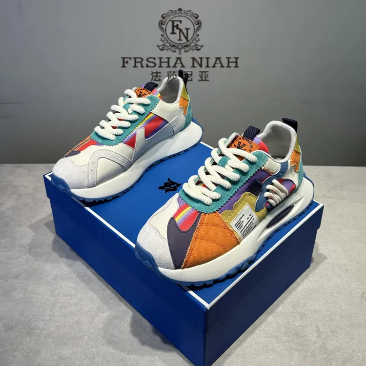 法莎尼亚潮牌炫彩厚底阿甘鞋男鞋新款透气舒适软底时尚户外休闲鞋