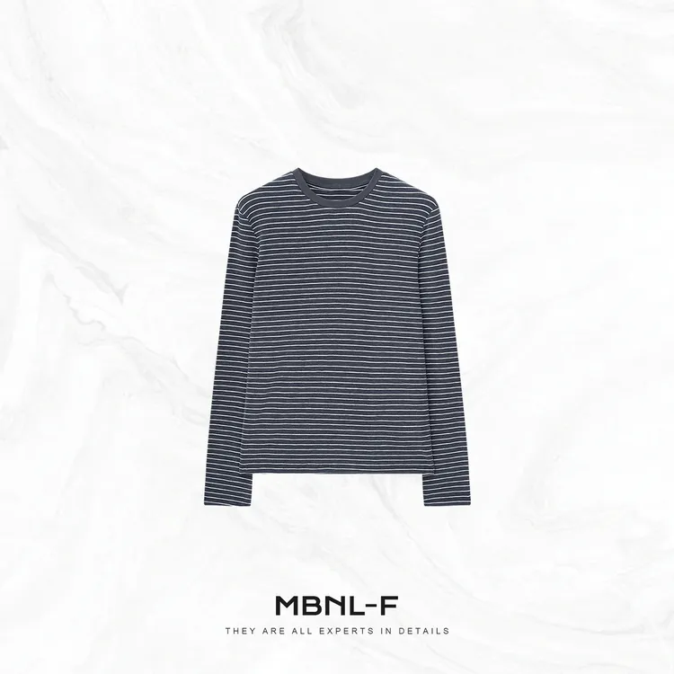  “条纹挚爱”  定染条纹松弛休闲宽松圆领长袖T恤 秦磊TH-SY306