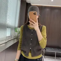 IMFLY金小金自制女装 套装DYW9876秋季百搭纯色打底+马甲两件套