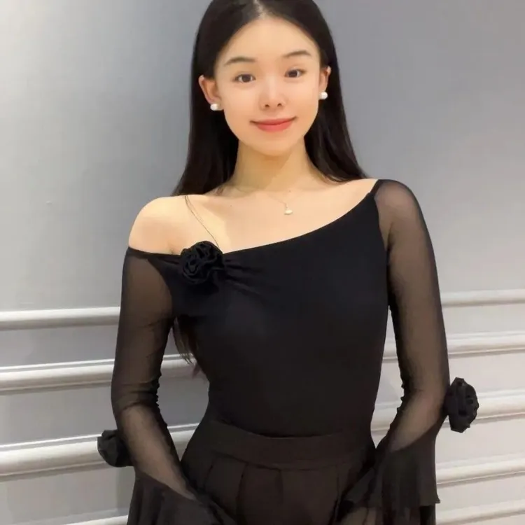 PUNK012优雅气质女士摩登舞上衣交谊舞表演专用舞衣