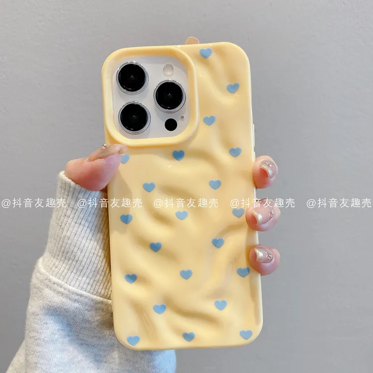 陨石壳TPU适用iPhone16promax15/14/13/12/11手机壳ins简单蓝爱心