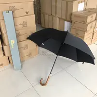 黑色礼盒装长柄雨伞绅士商务木柄英伦复古简约弯钩雨伞