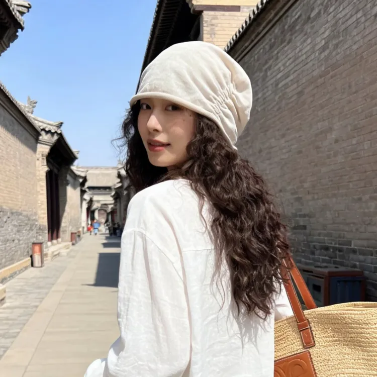 春夏季镂空亚麻堆堆帽时髦透气女百搭超减龄气质复古宽松设计感商品图