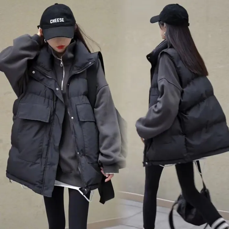 黑色羽绒马甲背心女超好看外穿坎肩2025新款秋冬保暖时尚马夹外套
