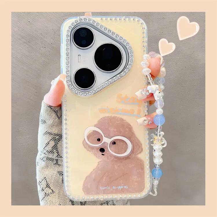 适用华为pura70pro+新款手机壳可爱卡通立体墨镜泰迪pura80pro
