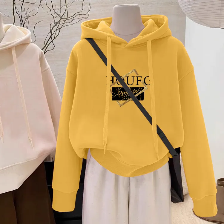 设计感小众秋冬新款2025加绒加厚套头连帽卫衣女网红新款衣服女