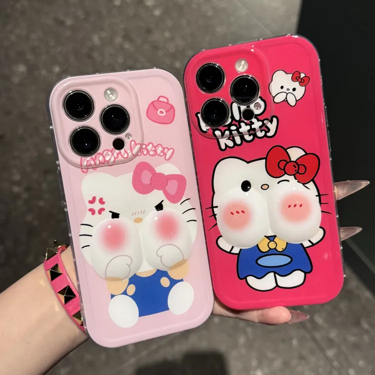 奥菲顿粉红开心生气kt适用苹果16/15pro捏捏手机壳iPhone14/13/12