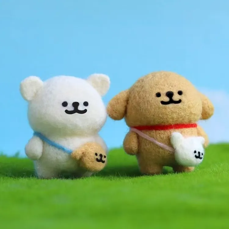 线条小狗羊毛毡戳戳乐diy材料包线条小狗玩偶挂件摆件情侣礼物