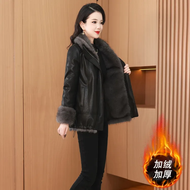 【两面穿绒外套】28722泓澄茂新款优雅气质时尚休闲修身毛呢外套