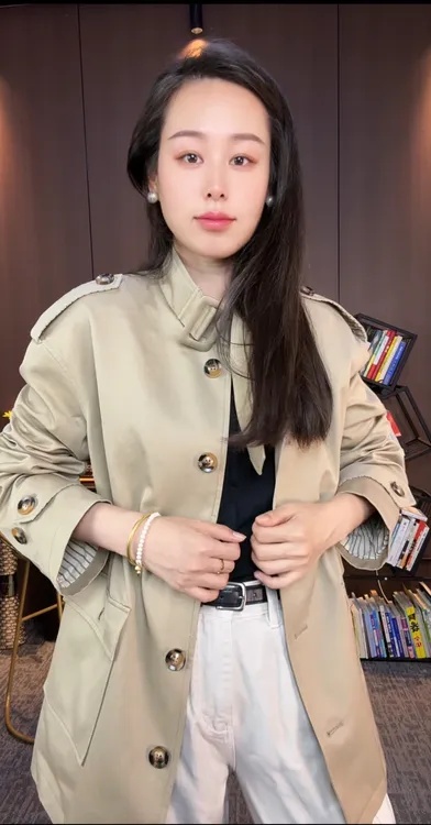 秋季新款风衣宽松型薄款中长款立领风衣百搭韩版复古气质工装风潮