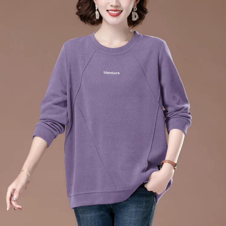 圆领卫衣春秋款女春装上衣妈妈50岁开春大码宽松洋气达人同款衣服