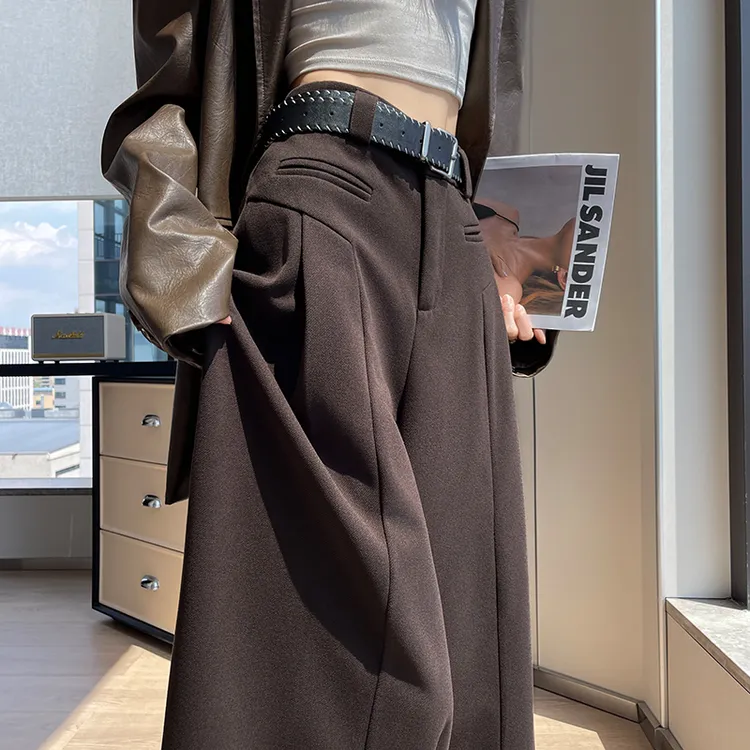 高级感加厚毛呢西装裤女秋冬2025新款高腰显瘦宽松垂感拖地阔腿裤