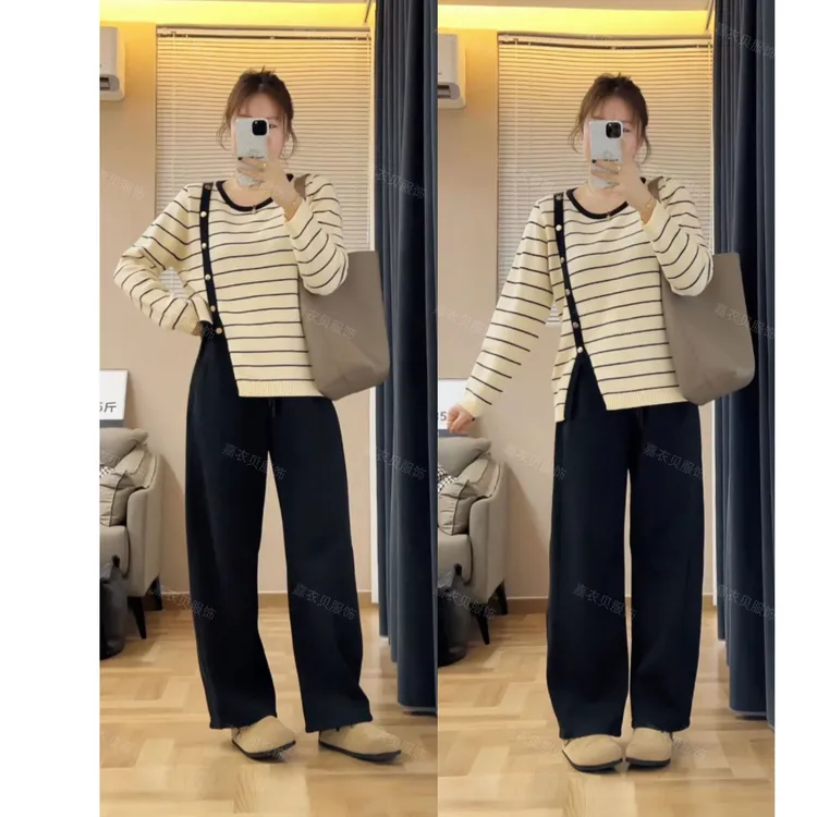 弯刀裤女款爆款2025新款秋冬季大码高腰宽松加绒休闲卫裤阔腿长裤
