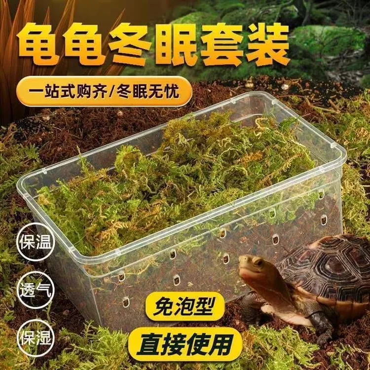 乌龟冬眠箱含椰土苔藓套装保暖保温盒环保垫材龟过冬饲养必备用品