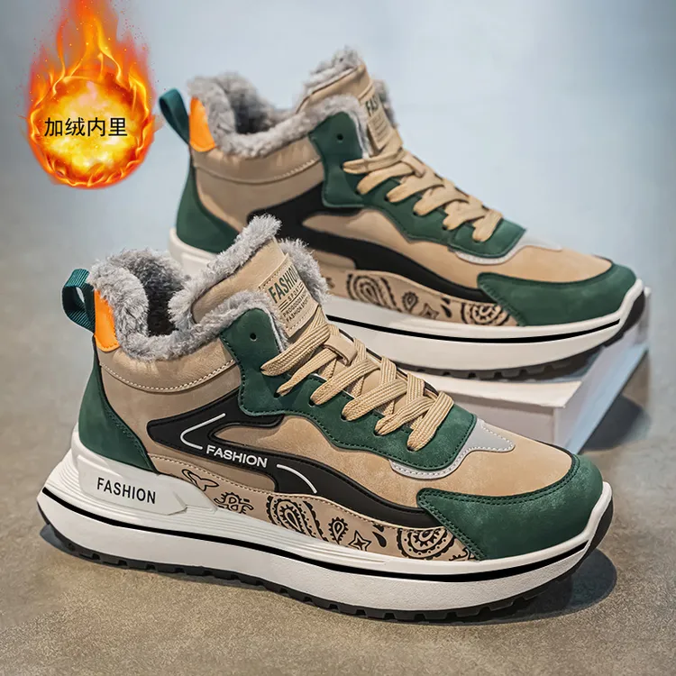 【正品】啄木鸟阿甘鞋保暖加绒棉鞋男冬季高帮老爹鞋加厚雪地靴男鞋