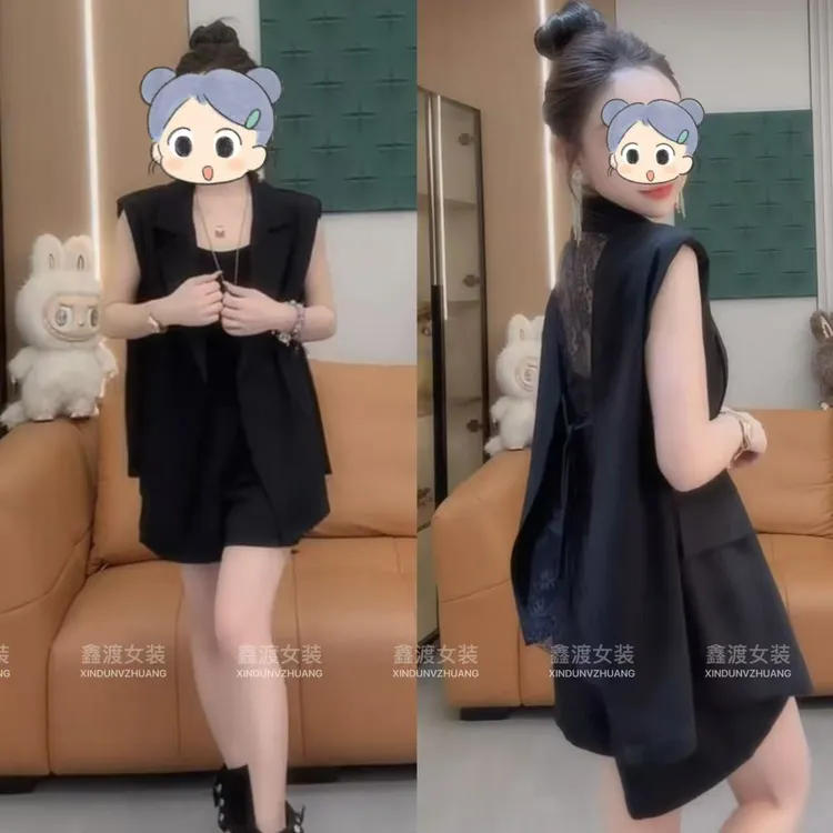 2025夏季新款时尚显瘦气质女士网红洋气两件套百搭款D9037