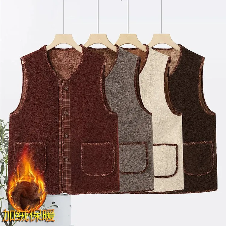 【衣雅严选】8231-2479#新款加绒加厚颗粒绒保暖显瘦坎肩马甲