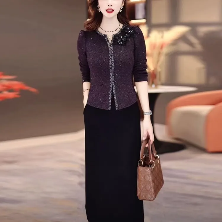 连衣裙2025新款女秋冬爆款巨好看假两件轻奢配大衣