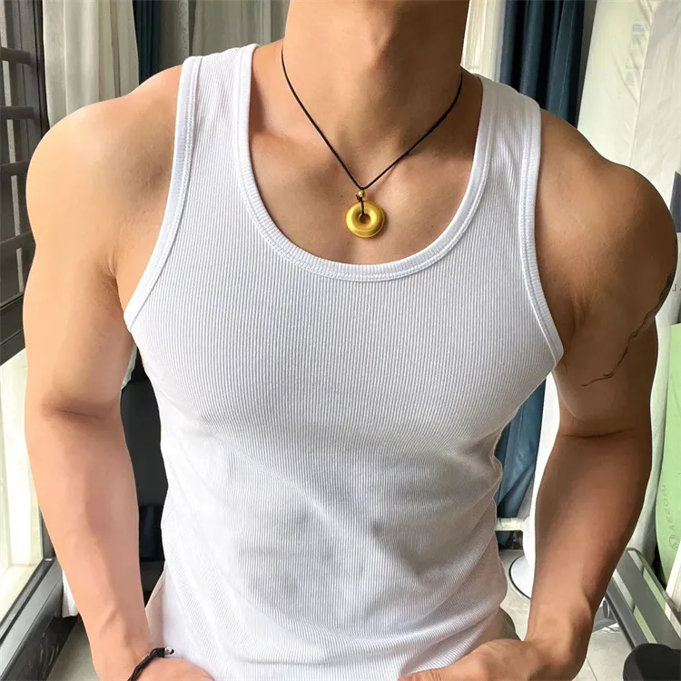 拍一发三 美式百搭弹性紧身衣健身弹力吸汗打底衫粗螺纹纯色背心
