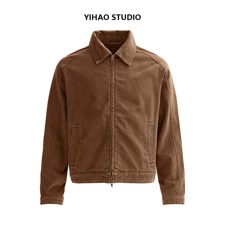 YIHAO STUDIO秋季男款休闲水洗牛仔夹克时尚百搭宽松短款外套
