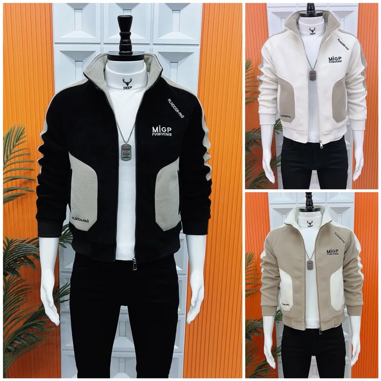 冬季加绒男士时尚休闲百搭保暖外套修身潮流男装痞帅字母外套168