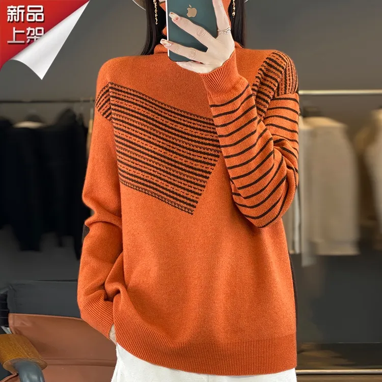 哥弟阿玛施正品新款加厚堆堆领羊毛衫内搭秋冬洋气毛衣针织衫