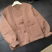 CS483秋冬装新款圆领长袖宽松休闲纯色棉衣棉服女士