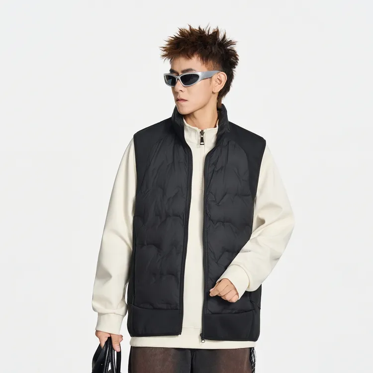 轻薄羽绒背心男冬季立领潮运动拼接插肩保暖
