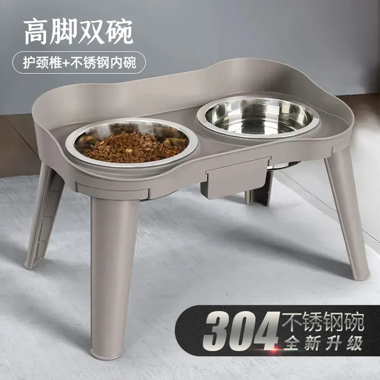 狗狗猫咪双碗猫碗金毛比熊食盆大型犬饭碗宠物必备用品护颈狗专用