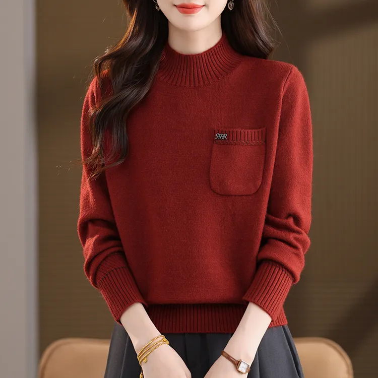 秋冬短款套头毛衣女纯色百搭冬季打底衫显瘦半高领针织衫上衣