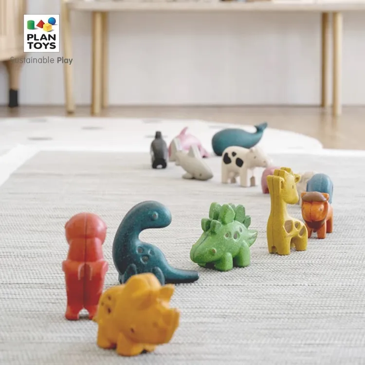 进口木质玩具动物玩偶恐龙长颈鹿大象狮子奶牛家禽海洋生物鲸鱼