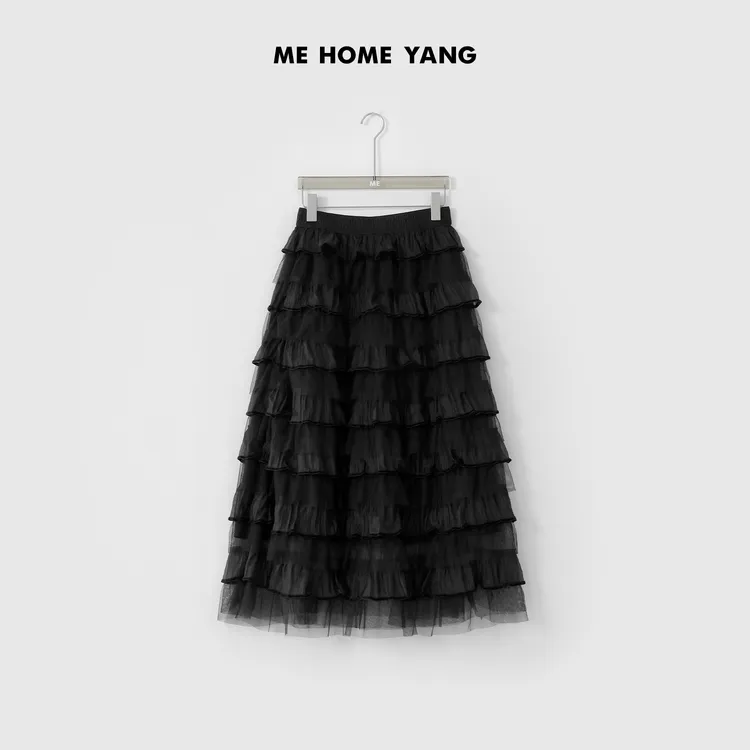 ME【法兰西】灵动飘逸高腰显瘦百搭时尚女士褶皱蛋糕半身裙MESS0531