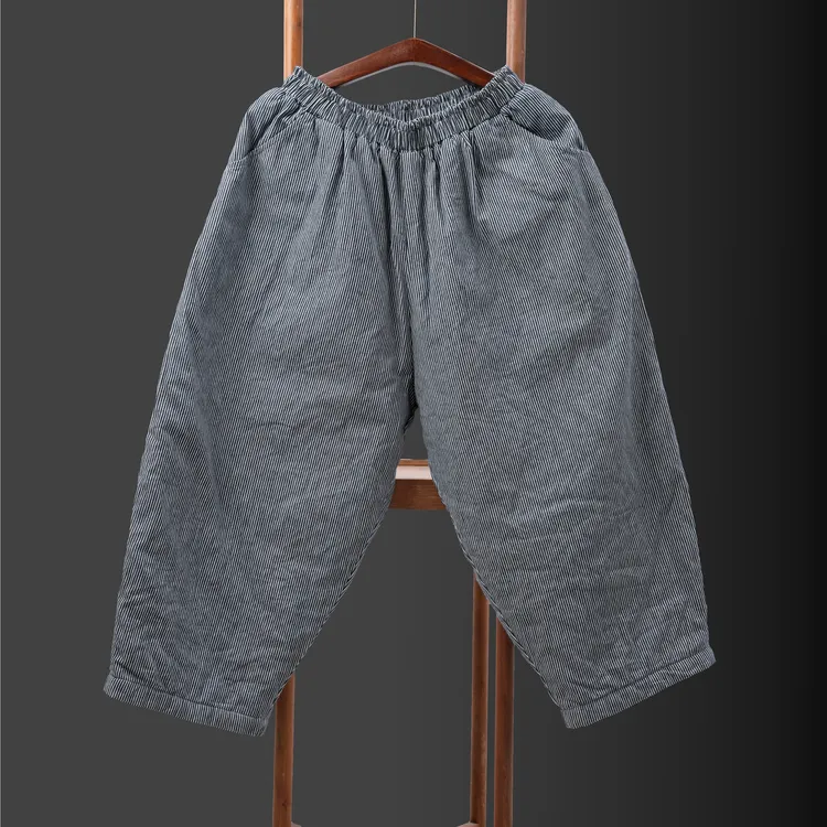 休闲裤阔腿裤双层夹单纯色宽松透气松紧腰朋克风吊裆裤中式中国风