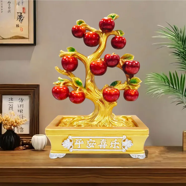平安喜乐苹果树摆件客厅玄关电视柜酒柜乔迁送礼轻奢手工装饰品