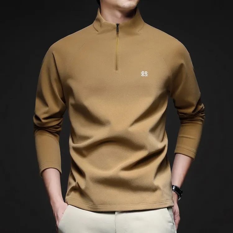 奥莱撤柜丨户外轻奢秋冬新款男士德绒半高领T恤时尚打底上衣卫衣