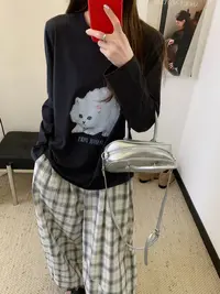 程程甄选 韩系猫咪早秋款爆款宽松遮肉显瘦休闲打底长袖608
